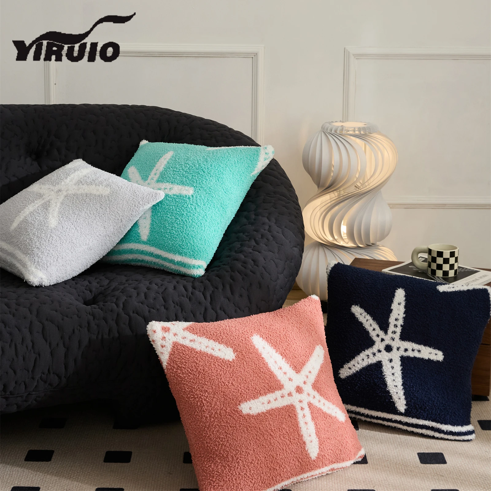 

YIRUIO Cute Starfish Pattern Cushion Cover 45*45cm Living Room Bedroom Decorative Pillow Case For Sofa Bed Downy Pillow Cover