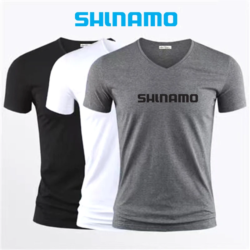 

2023 summer fishing t-shirt solid color short sleeve top fast dry men's comfortable sports tight cycling suit fitness wear