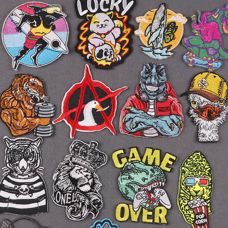 

Cool Animals Patches For Clothing Thermoadhesive Patches Hippie Punk Embroidered Patches on Clothes Badges On backpack Decor