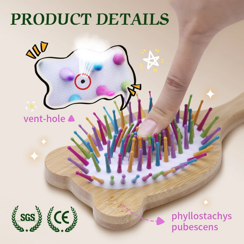 1 шт. бамбуковая щетка для волос женщин деревянная расческа в стиле милой кошки