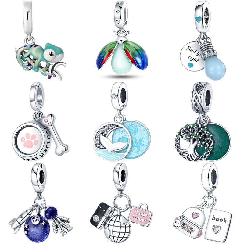 

Color-changing Charms Fit Pandora 925 Sterling Silver Chameleon Dangle Firefly butterfly Bracelets DIY Jewelry for Women