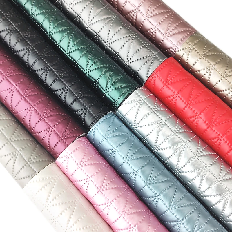 

50*135cm Glossy Smooth Faux Leather Sheets PU Synthetic Embossed Plaid Grain Fabric for Sewing DIY Craft Cover Earring Making