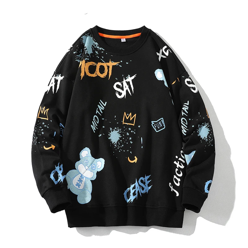 

Y2k Clothes Men Sweatshirt Crewneck 2022New Spring Autumn Graffiti Pullover Oversized Sweatshirts Hip Hop Long Sleeve Streetwear