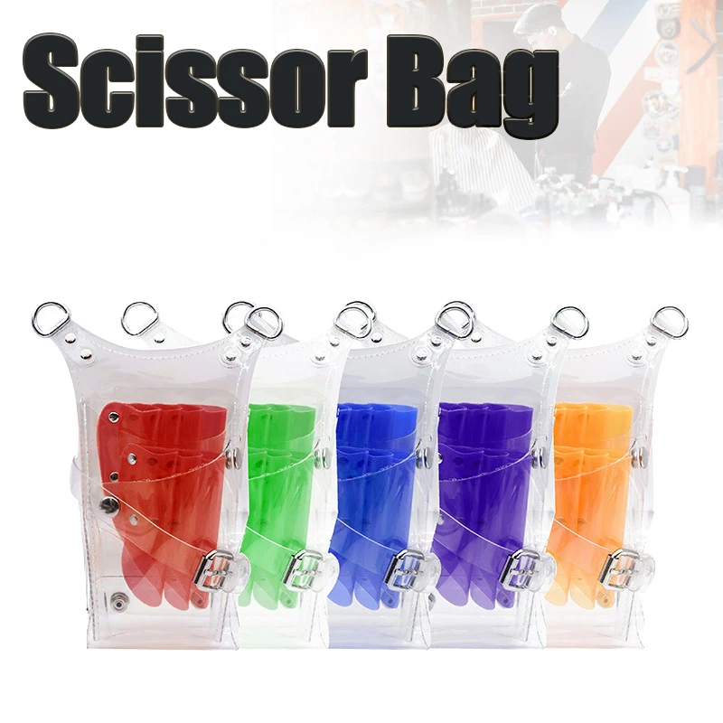 Transparent Barber Hair Scissor Bag Hairdressing Clips Comb Pouch Holder Pack Case with Waist Removable Shoulder Belt