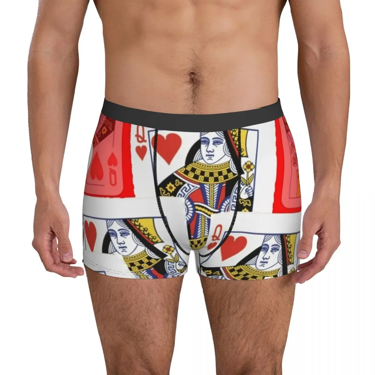 

Poker Cards Underwear Red Queen Heart 3D Pouch Hot Trunk Customs Shorts Briefs Soft Man Underpants Big Size