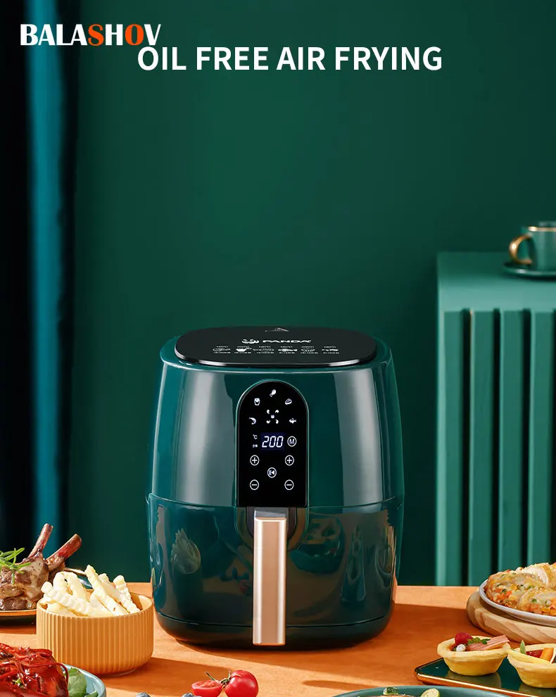6L Electric Air Fryer Household Multi-functional Smart Automatic 360°Baking LED Touchscreen Deep Fryer without Oil