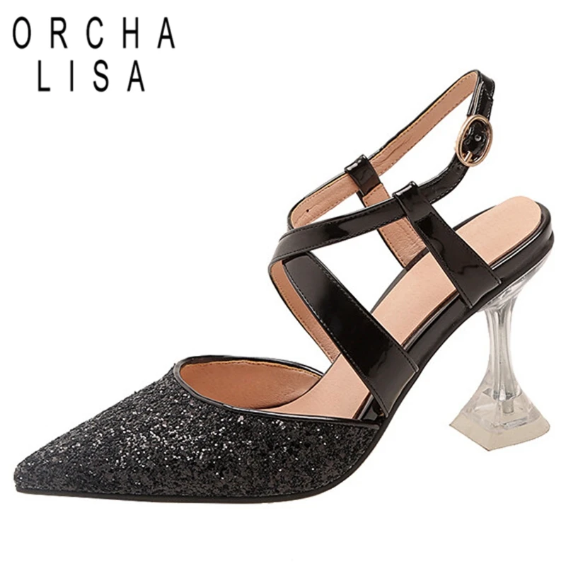 

Черные женские туфли-лодочки с острым носком, на высоком каблуке