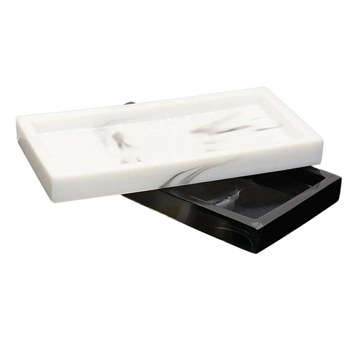 Поднос из смолы с мраморным узором нескользящая прямоугольная тарелка