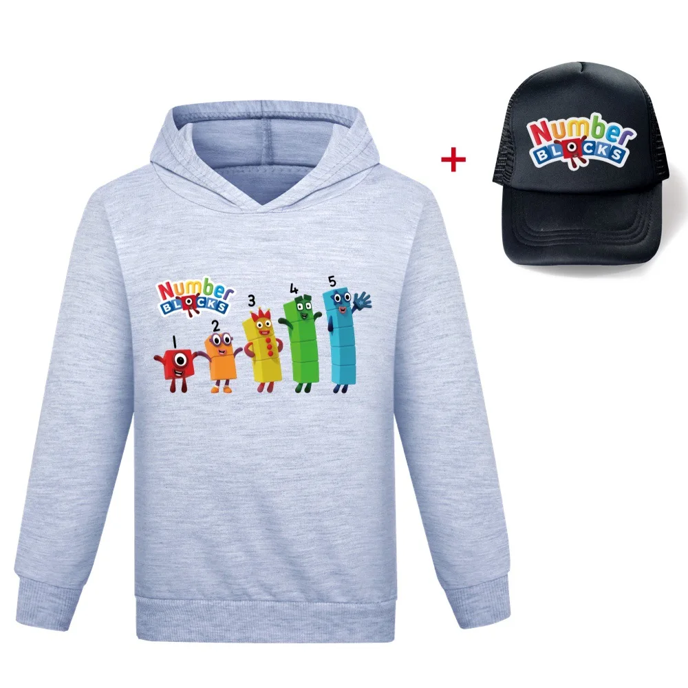 

2022 Newest Cute Number Blocks Hoodie Girls Cartoon Sweatshirt + Hat 2pcs Suit Kids Casual Outfits Toddlder Boys Hoodies Clothes