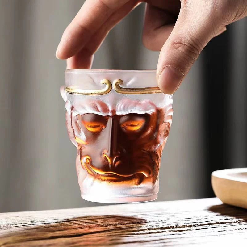 3D Бокал Для Вина В Форме Обезьяны 1/2 Шт. Короткая Чашка Питья Виски Ликера Suntory Wukong