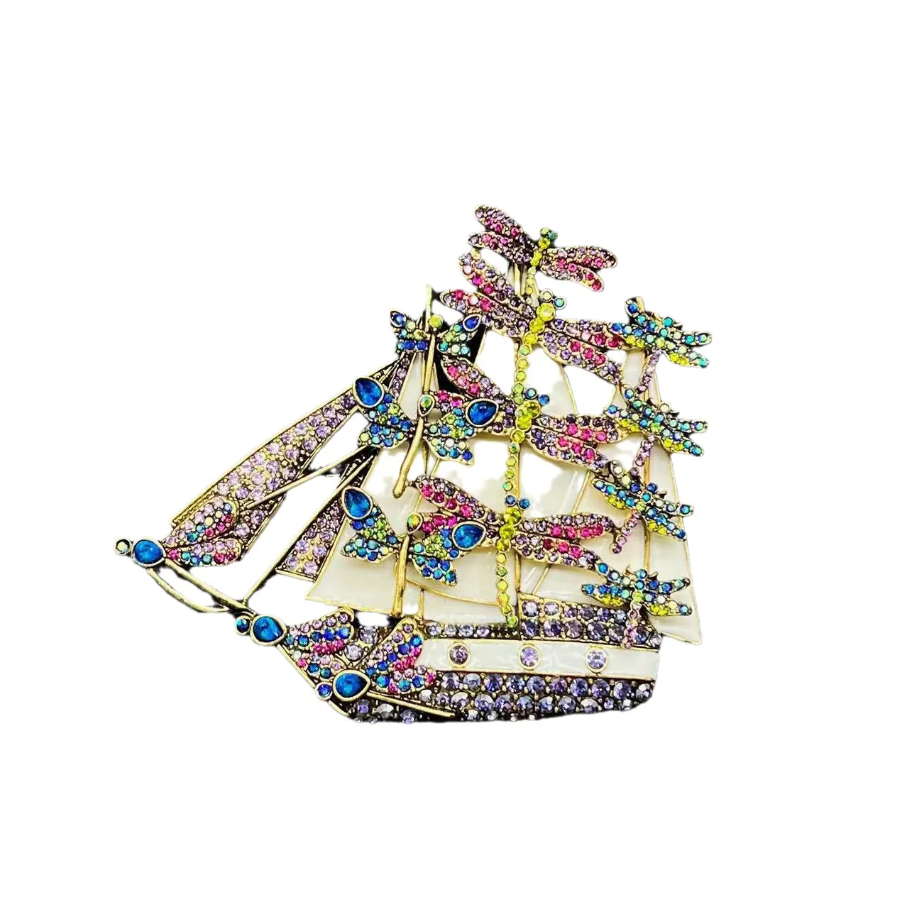 Женская винтажная цветная эмалированная брошь в виде стрекозы