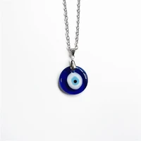 simple double sided evil eye thin pendant women jewelry necklace turkish lucky fashion evil eye necklace blue evil eye greek