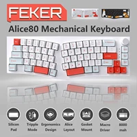 feker alice80 mechanical keyboard diy kit cherry profile 68 keyboard pbt keycaps rgb 2 4g wireless keyboard 8000mah hotswapple