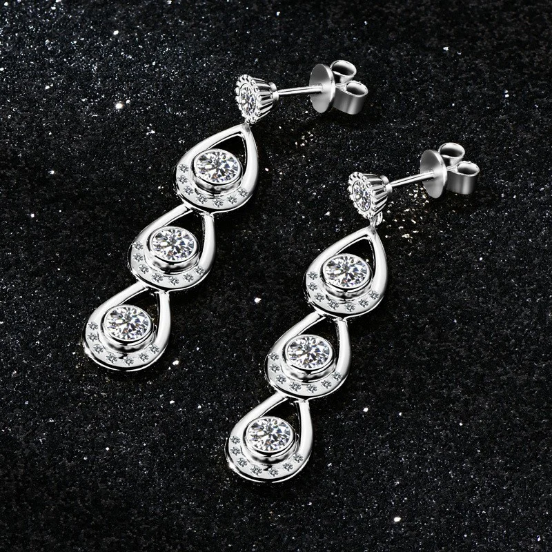 EMO-490 Lefei модные классические роскошные муассанитовые серьги с кисточками в форме