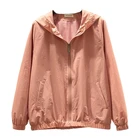 Куртка Женская Базовая с капюшоном, повседневная однотонная ветровка на молнии, легкая с капюшоном, пальто, весна 2022