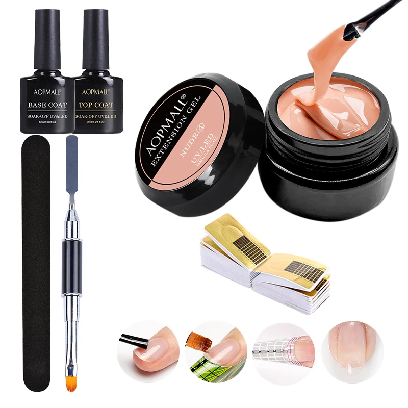 AOPMALL® Builder Nail Gels Kit For Nails Extenison Hard Gel Set With Base Top Coat Art Manicure for DIY At Home |