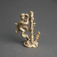 antique brass monkey climbing bamboo desktop ornament creative tea pet ornament crafts