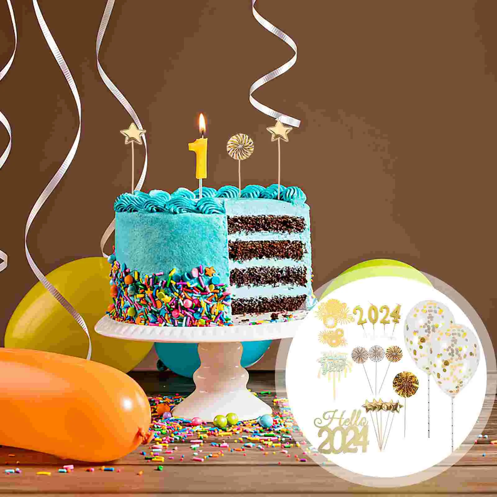 

Party Decoration Birthday Cake Fruit Decorations Balloon Dessert Toppers Picks New Year Years Supplies Photo Props