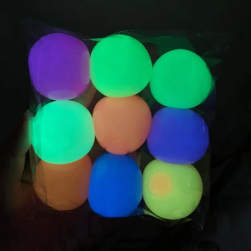 4-pcs Luminous Sticky Target To Vent Artifact Ball Sticky Wall Ball Suction Top Ball Toy Then Throwing Decompression Ball enlarge