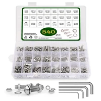 544 piece threaded machine screws bolts and nuts set 304 stainless steel m3 m4 m5 m6 screw assortment washer set