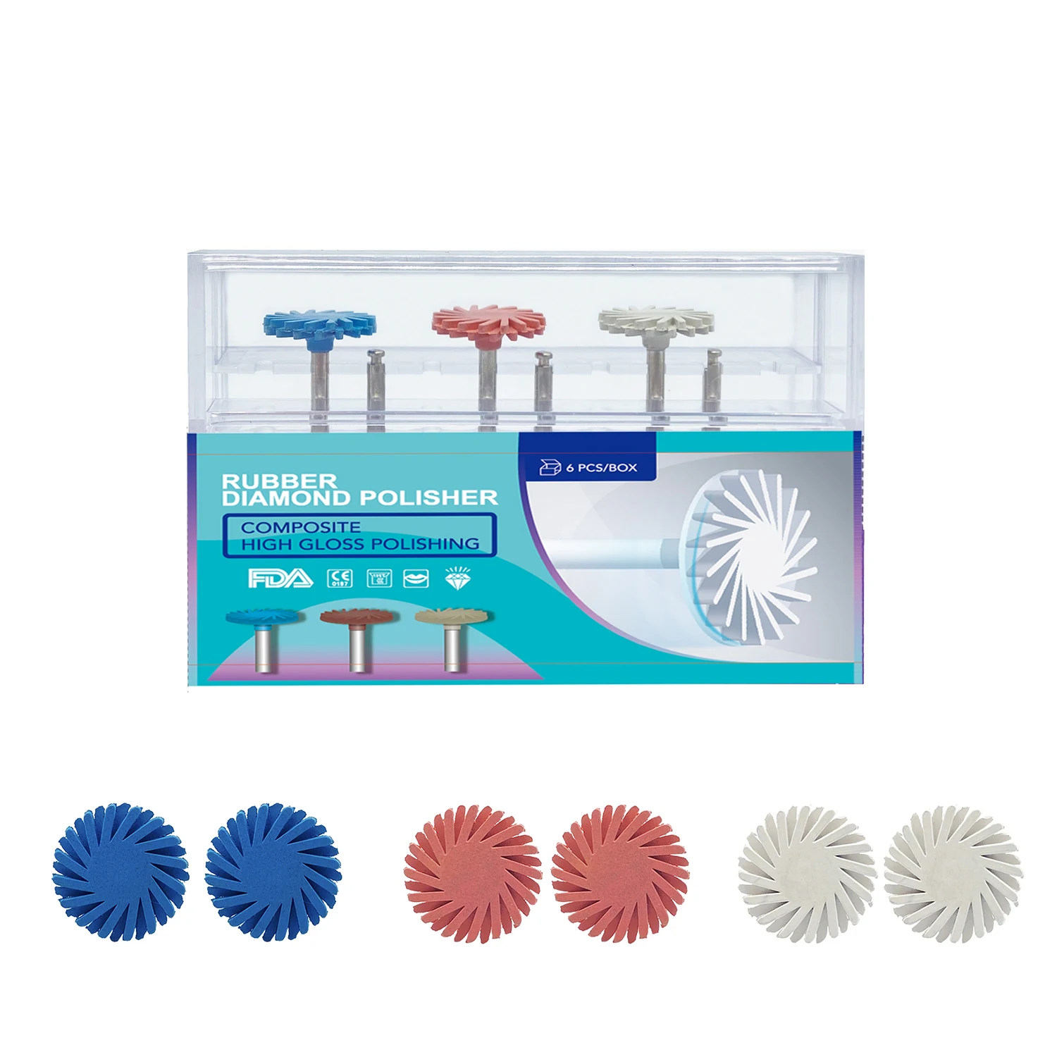 1/3/6Pcs Dental Rubber Polisher Composite Resin Polishing Di