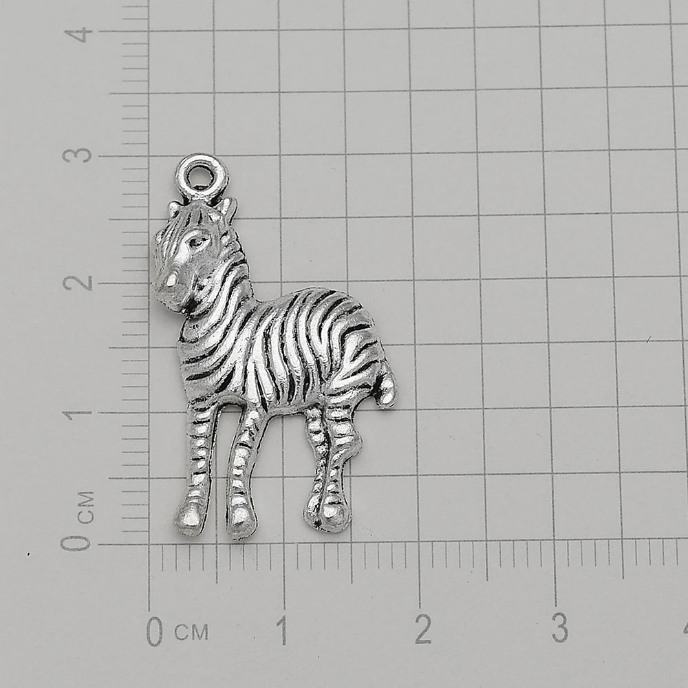 10 шт./лот 19x30 мм антикварные посеребренные подвески в виде зебры животные