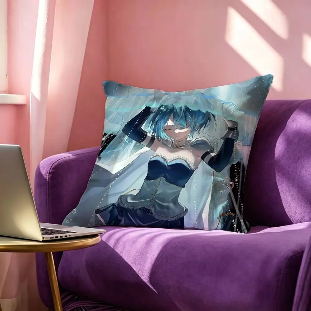 Фото Наволочка для подушки с изображением персонажей аниме Puella M-Magi Madoka Magica Miki Sayaka, квадратная двусторонняя наволочка для дивана, наволочка для спальни, прикроватная подушка №4