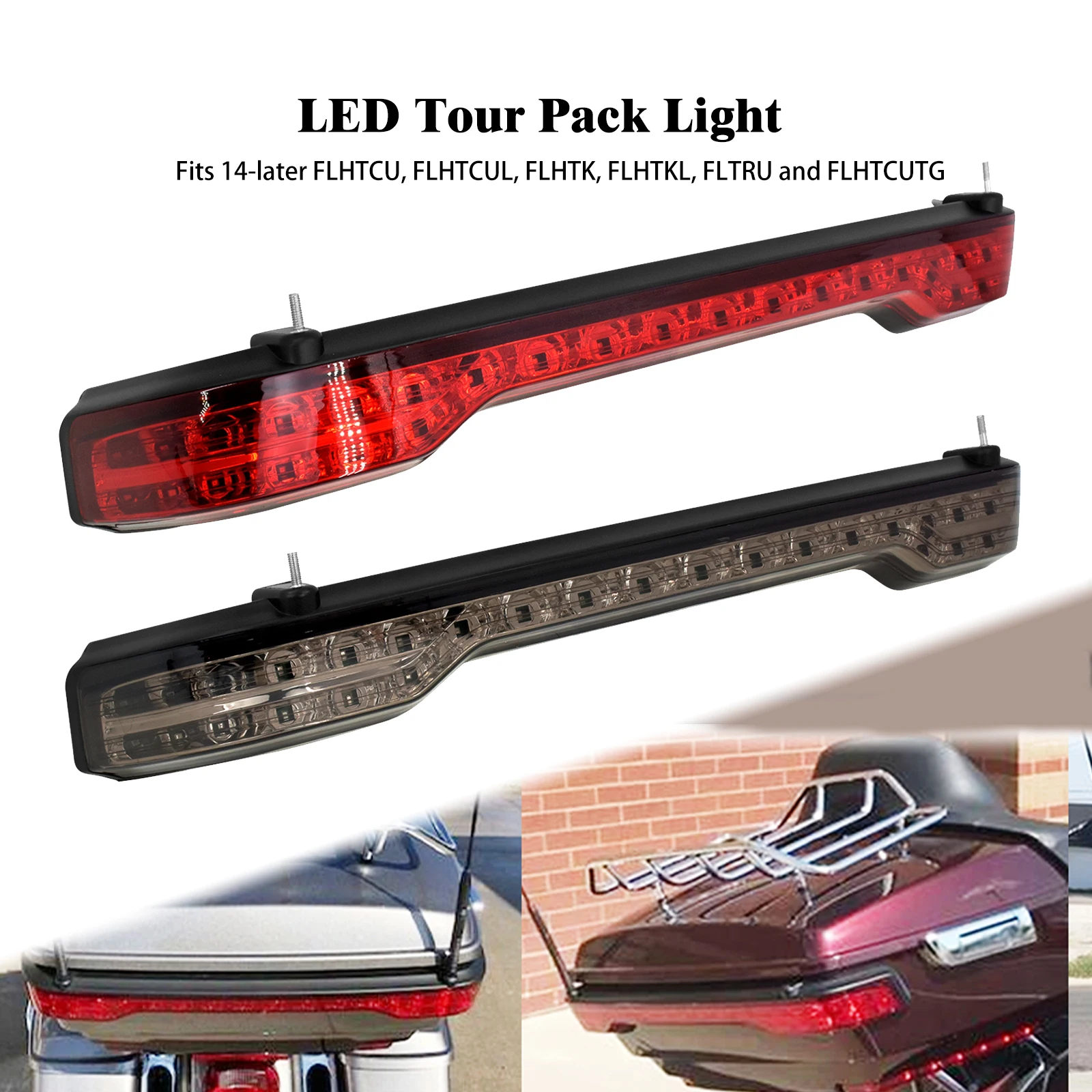 Motorcycle LED Rear Tour-Pak Tour Trunk Pack Brake Light Tail Accent Lamp For Harley Touring Electra Road Glide Limited 2014-22