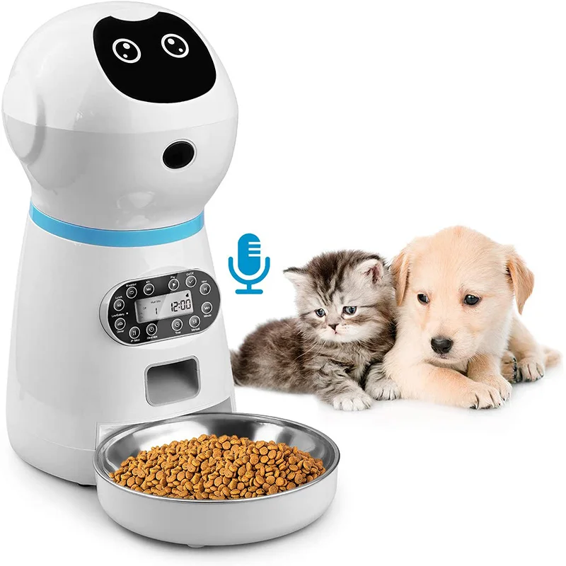 3.5L Automatic Pet Dog Cat Feeder Smart Food Dispenser For Cats Dogs Timer Stainles Steel Feeding Bowl Auto Pet Feeding Supplies