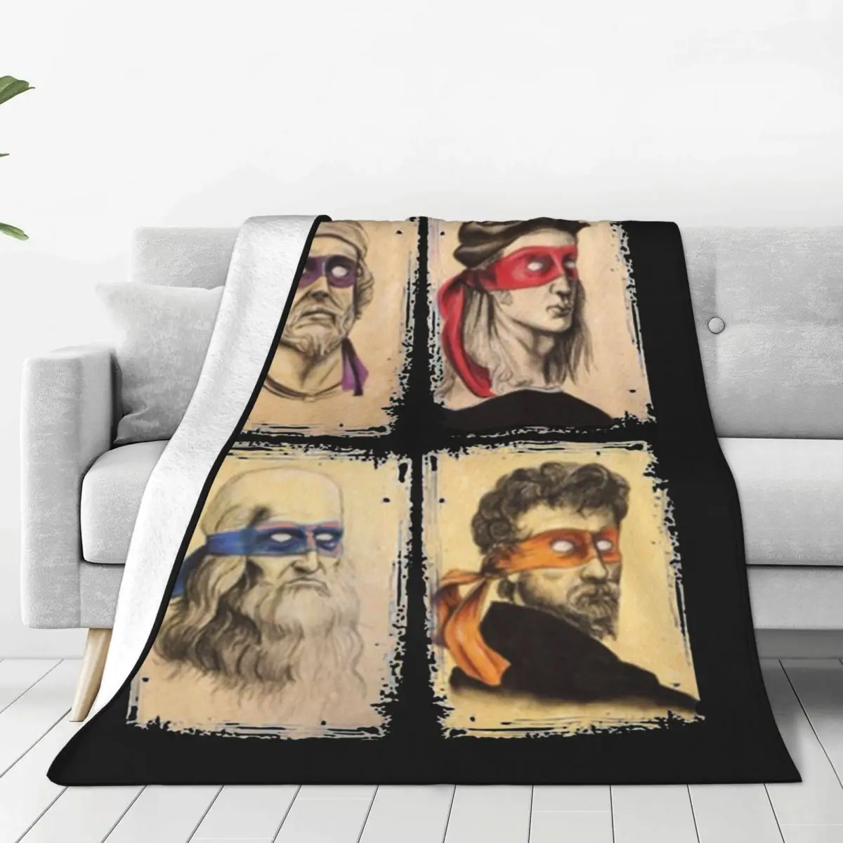 

Одеяло с изображением черепашек из фланели