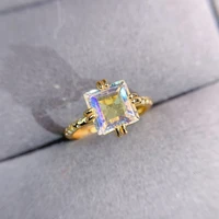 asscher cut mercury mystic topaz ring in 925 sterling silver engagement wedding jewelry gift
