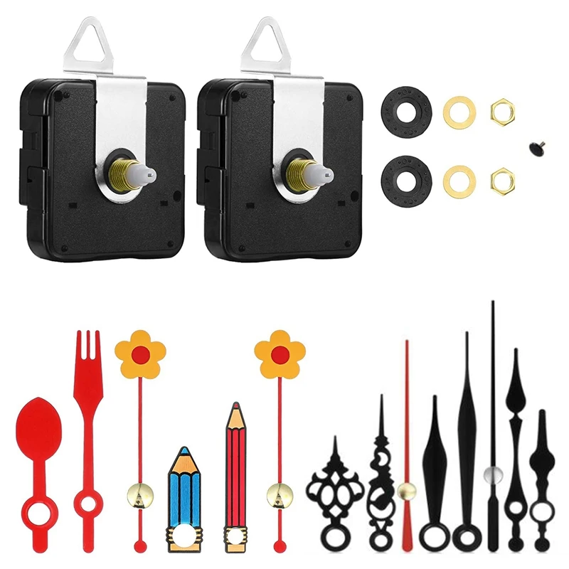 

2Pcs 13Mm Quartz Clock Movement Mechanisms Non Ticking With 5 Different Flower Of Hands Sets DIY Clock Replacement Kits