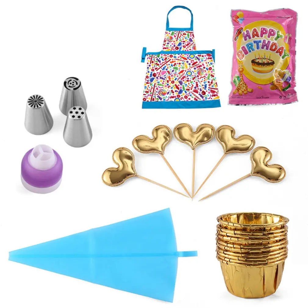 

18PCS Baking Cake Tools Stainless Steel Nozzle Set DIY Silicone Icing Piping Cream Pastry Bag Cake Mold Cake Decor Tools