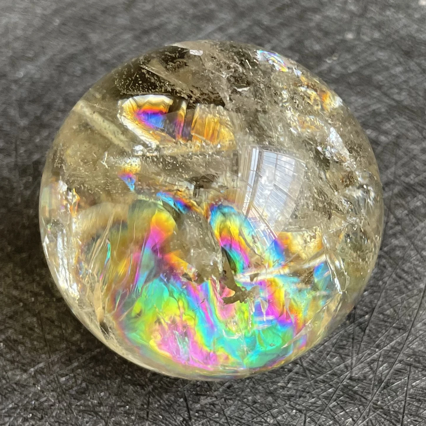 

155g Natural Stone Citrine Crystal Ball Rainbow Quartz Sphere Polished Rock Reiki Healing W11