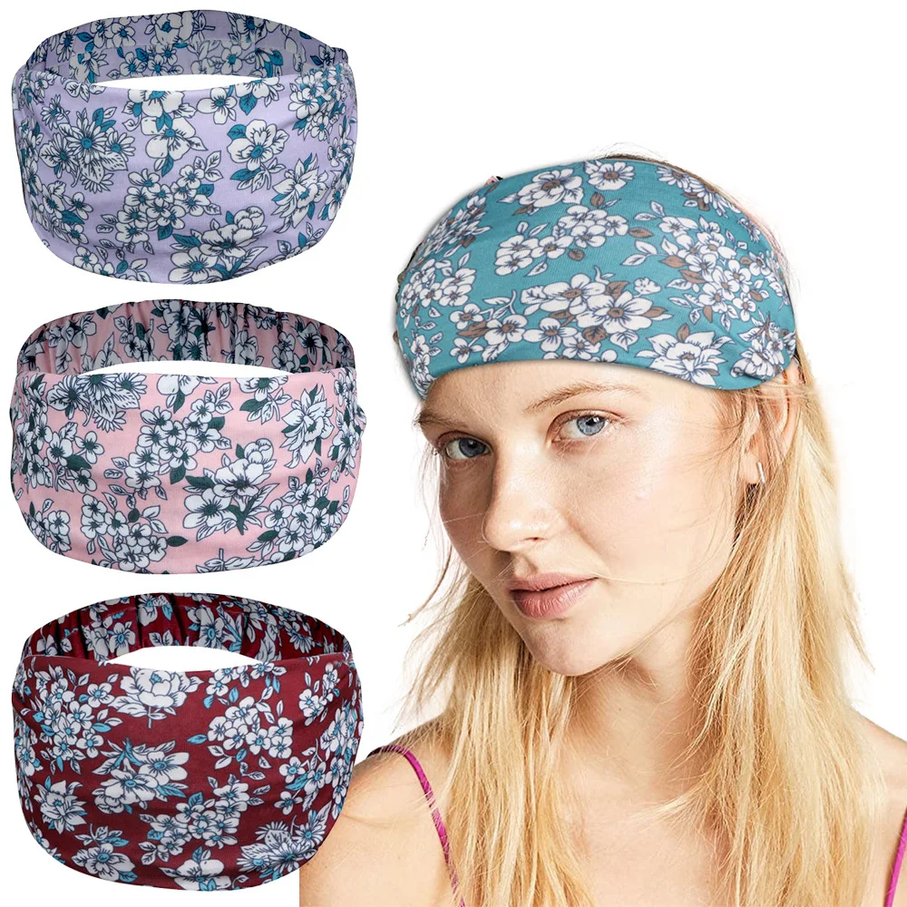 

New Print Women Yoga Headband Stretch Elastic Cycling Running Yoga Hair Bands Gym Fitness Sport Headband Sweatband Sports Safety