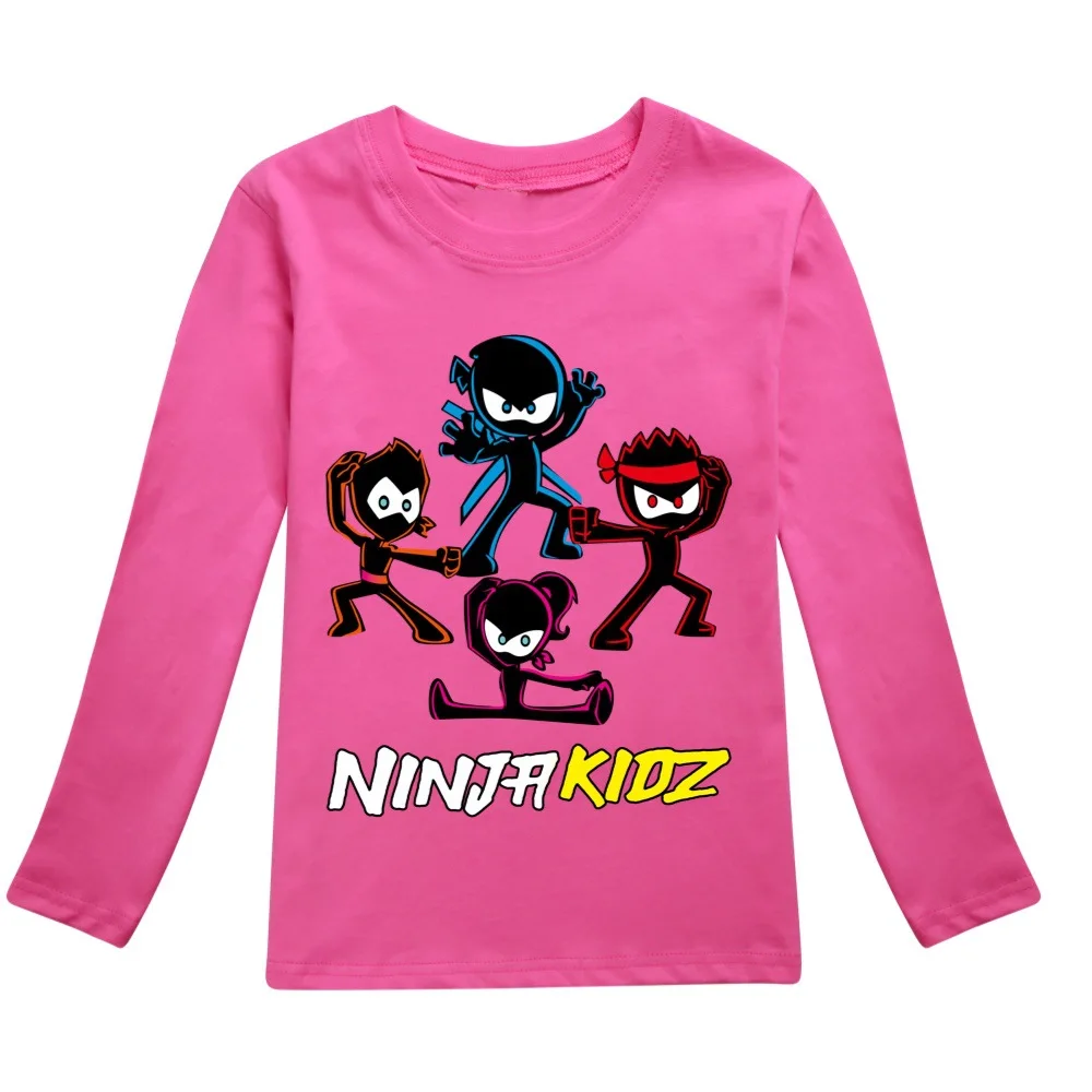 Фото Одежда для мальчиков NINJA KIDZ, летняя детская модная футболка с длинными рукавами, футболка с рисунком для мальчиков, топы для маленьких девочек, детский пуловер №1