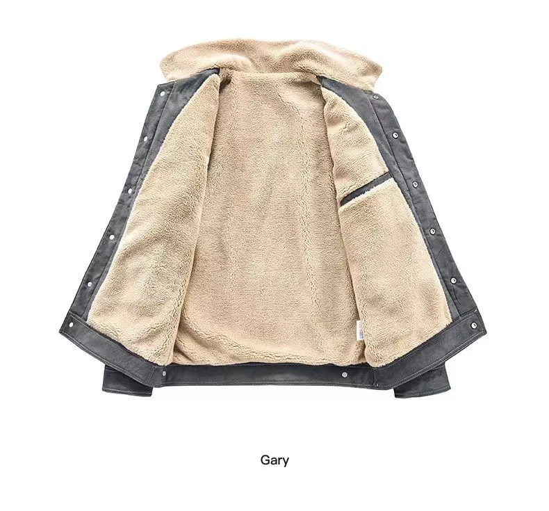 New High Quality Men'S Winter Jacket Men'S Jacket Coat Lamb Wool Thickened Warm Short Work Clothes Cotton Jacket Suede Jacket