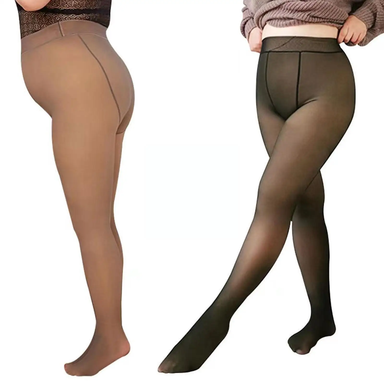 Large Plus Size Women Lined Pantyhose Winter Thermal Super Pantyhose Thick Pants Leggings Elastic S1K7