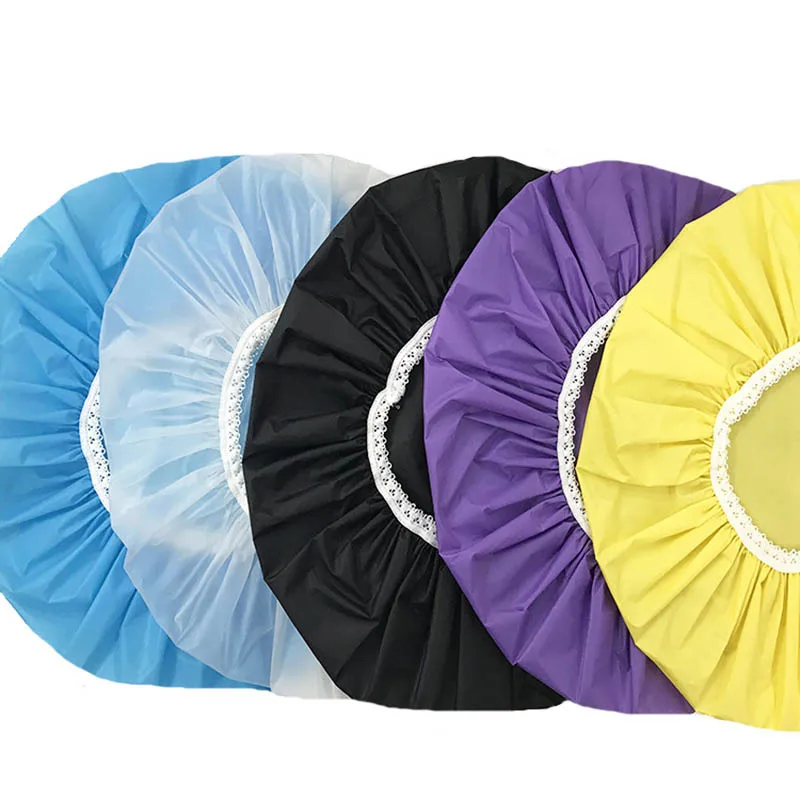 

1Pcs Hair Cover Elastic Pure Color Swimming Hats Waterproof Shower Cap Lace Multi Purpose Bath Supplies Hair CapHair Bonnet