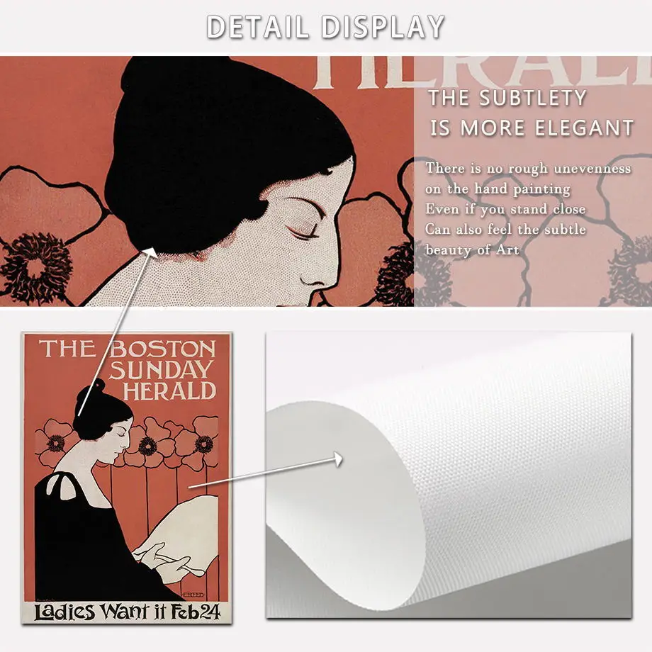 Настенная картина в стиле ретро целуи Бостон воскресенье Herald японский белый