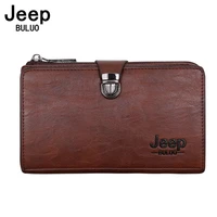 jeep buluo mens wallet clutch bag leather material coin purse long fashion handbag business style mens card bags soft key bag