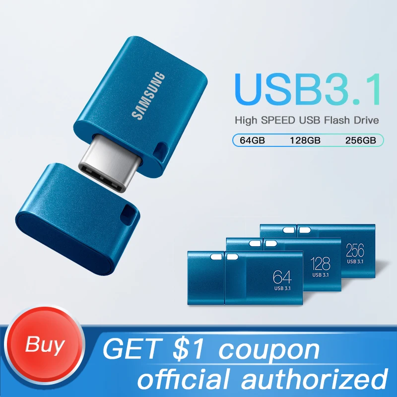 

Samsung USB Flash Drive DAU USB 3.1 Usb Pendrive 64GB 128GB 256GB Drive Up To 300M/S Type-C Pendrive Storager Device U Disk