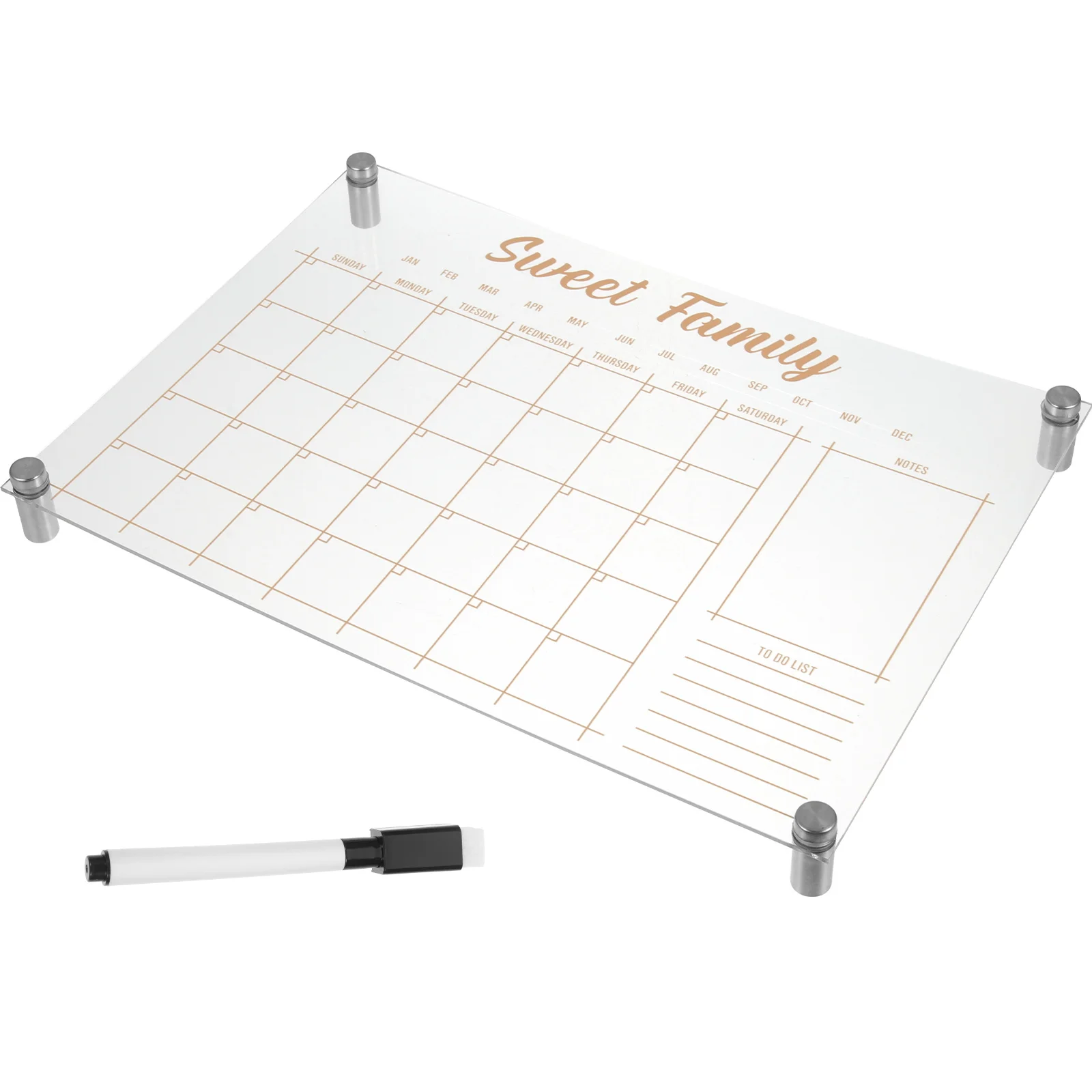 

1 Set Acrylic Monthly and Weekly Plan Board Clear Dry Erase Board Note Board for Office Kitchen Fridge