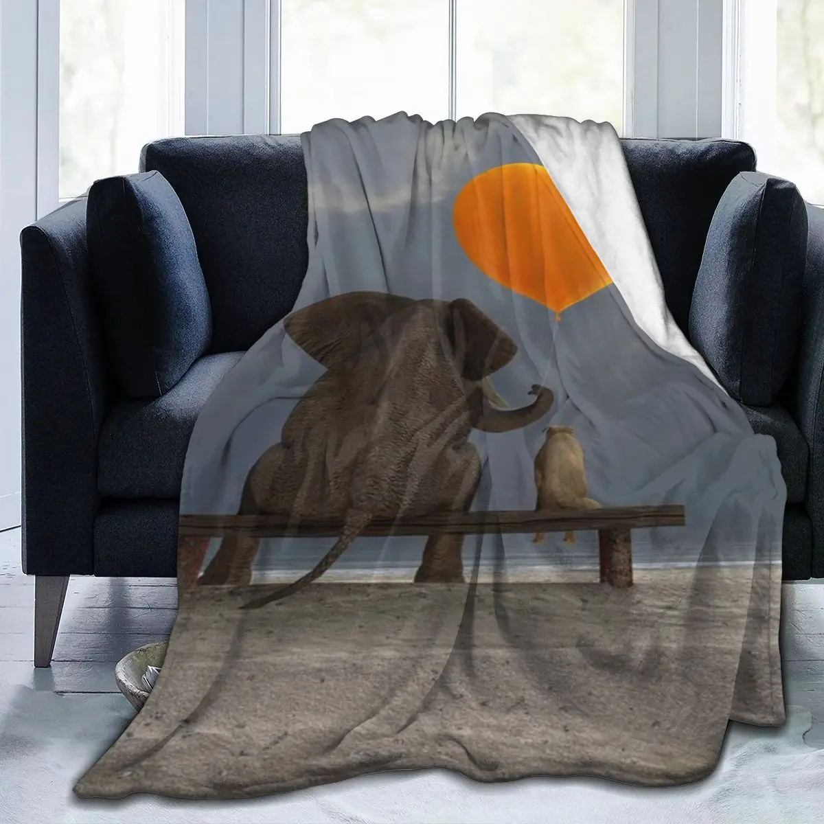 Слон и собака держит шар в форме сердца ультрамягкое Флисовое одеяло