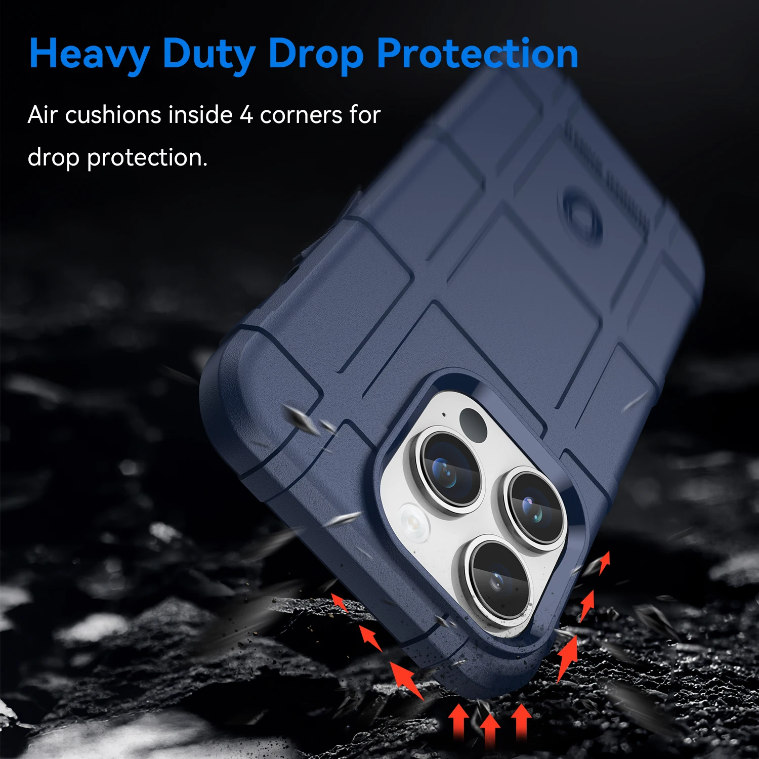 Blue Rugged Shield Shockproof Armor Case For iPhone 14 Pro Max Protection Case Back Cover