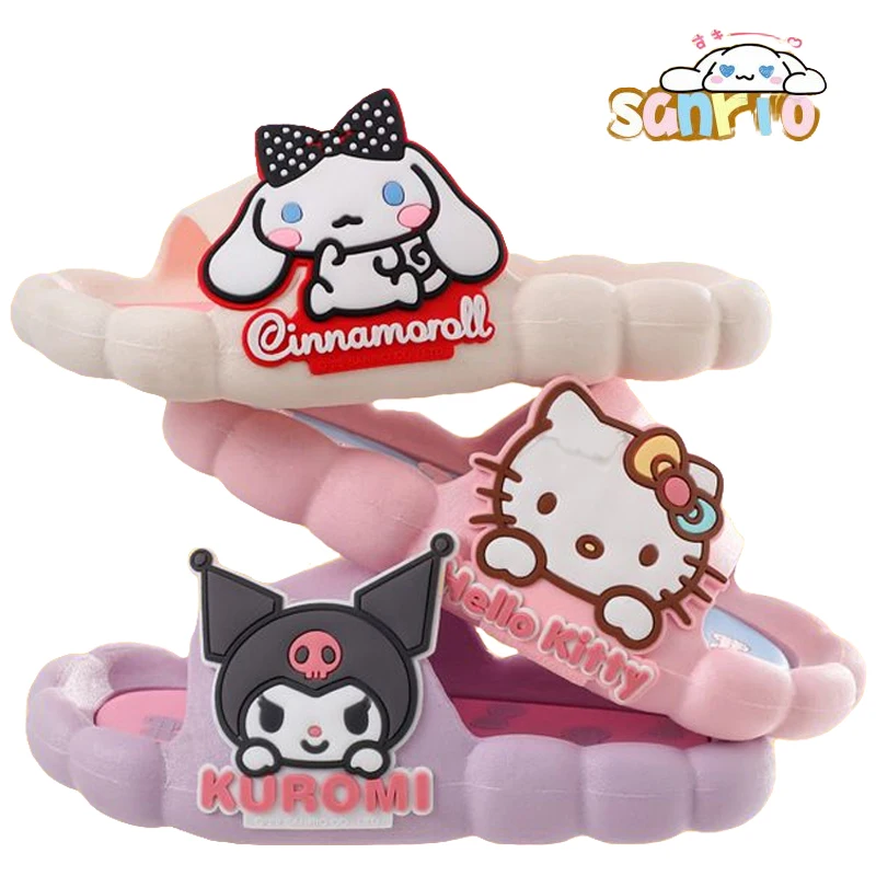 

Kawaii Sanrio Hello Kitty Slippers Kuromi My Melody Cute Cartoon Non-slip Parent-child Home Shoes Soft-soled Garden Beach Shoes