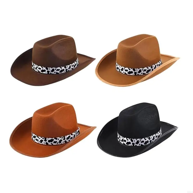 D0UB Porkpie Hat Casual Top с коровьей печати Panama Headwear Подарок для путешествий |
