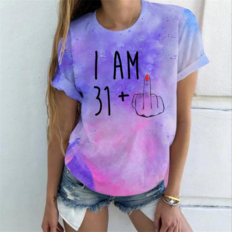 

Забавная женская футболка I Am 31 Plus, повседневные футболки в стиле Харадзюку, топы гранж Y2k, Женская корейская модная одежда, женские футболки с краской