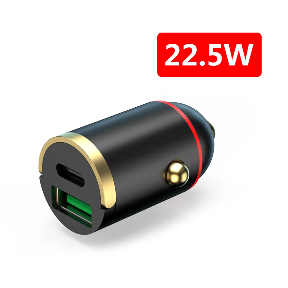 Mini Dual USB Type-C PD Car Charger 100W Quick Charge Adapter Car Phone Charger Accessories For Huawei  For Xiaomi