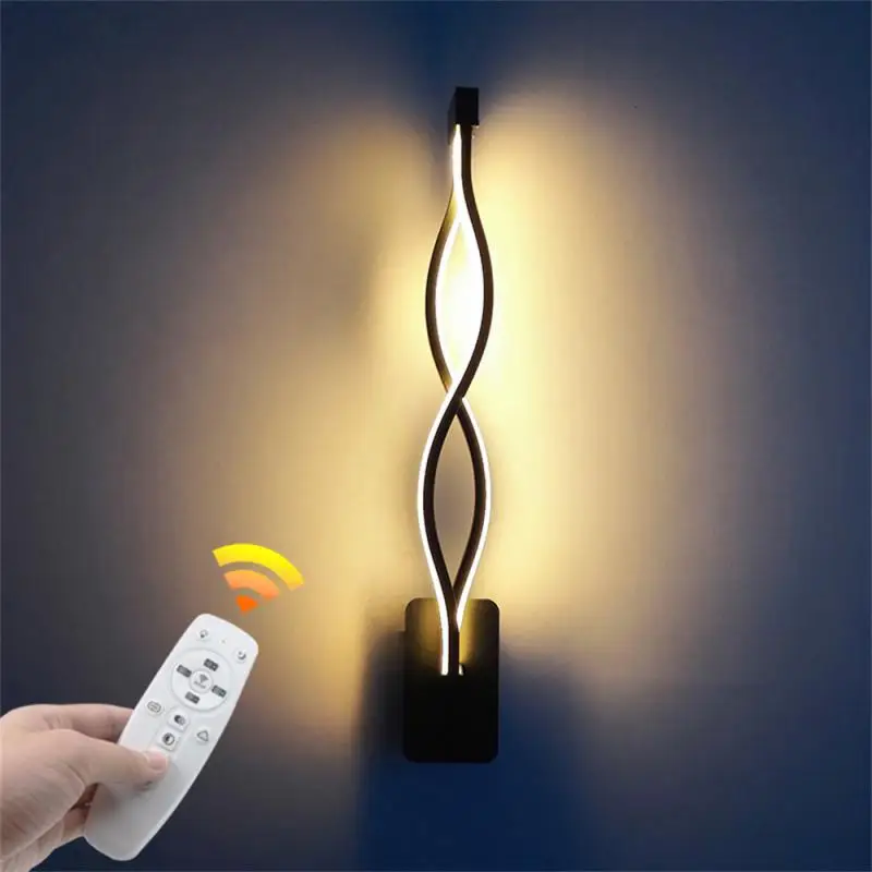 

Creative Led Wall Lamp Nordic Simple Wave 2.4g Three-Color Temperature Remote Control Wall Lamp Bedside Decorative Lamp